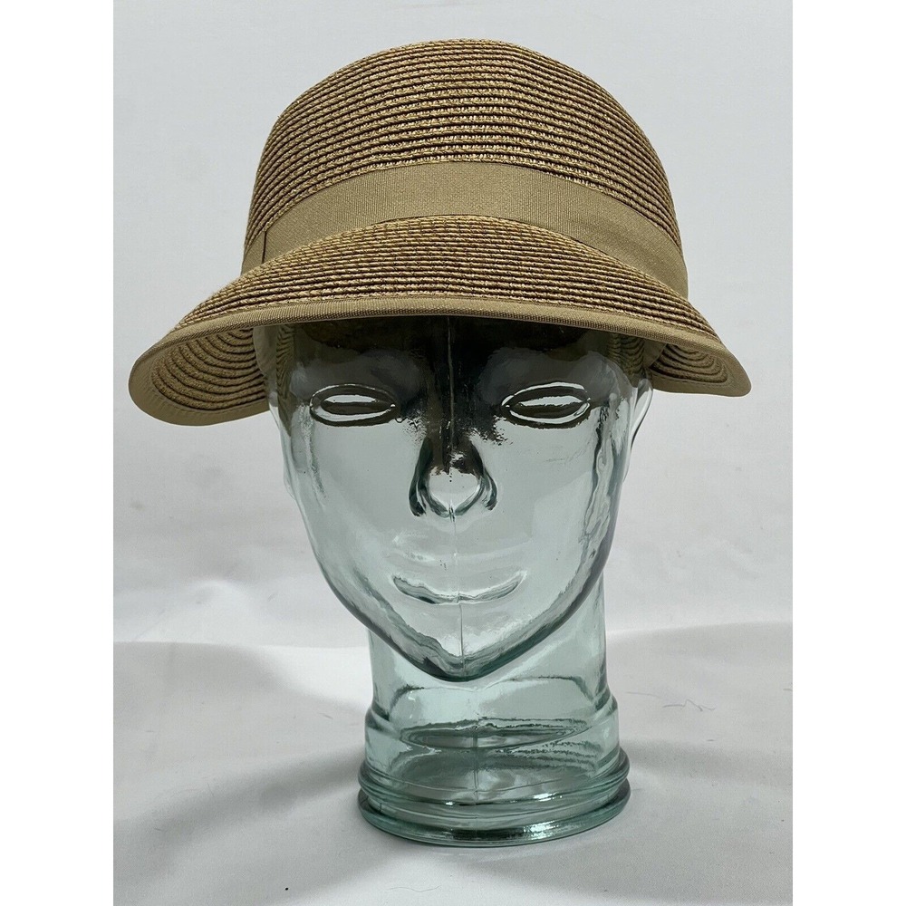 Vince Camuto Straw Sun Hat Womens Beige Gold‎ Paper Braid Resort Coastal